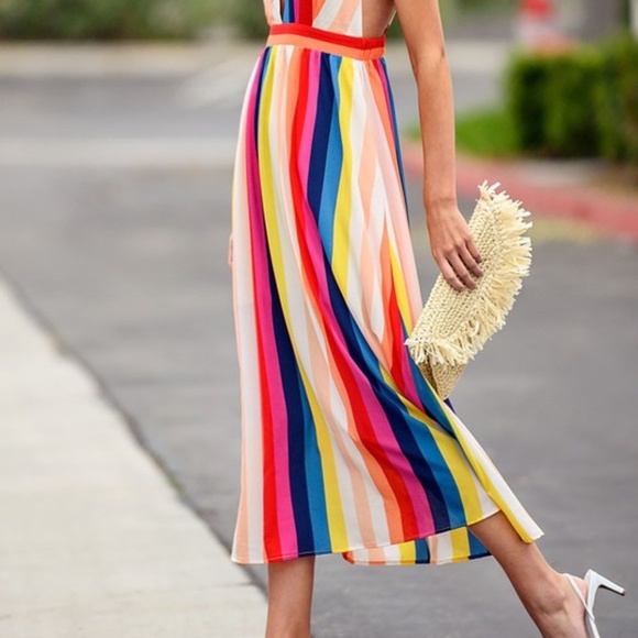 1 left Summer 🌈 Rainbow Striped Tea dress - Picture 4 of 8